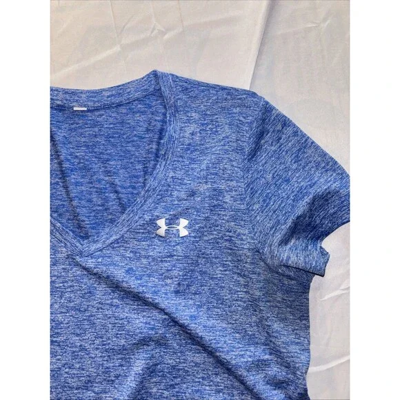 Girls Under Armour V-Neck T-Shirt Blue Marbled Sz L/XL - Picture 5 of 11